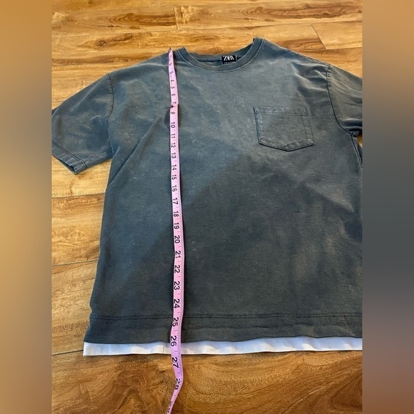 Zara Men’s Heavy Cotton Stonewash Grey T-Shirt Size medium - Picture 6 of 11